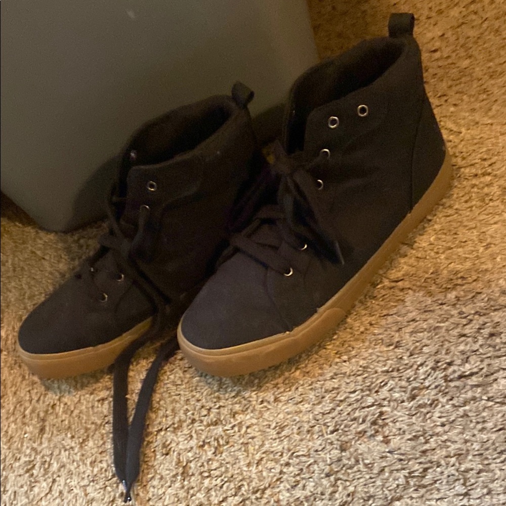 Black High-Top Sneakers with Gum Sole
